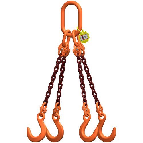  4-Strang-Kettengehänge, mit PAS-Kette mit Sonder-Aufhängering (für Kranhaken DIN 15401 Nr. 25) McBULL® 4-Strang-Kettengehänge, GK10, PAS-Kette, 10 mm, 1 Meter, Typ6K25 12402506