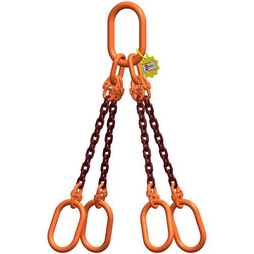  4-Strang-Kettengehänge, mit PAS-Kette mit Sonder-Aufhängering (für Kranhaken DIN 15401 Nr. 25) McBULL® 4-Strang-Kettengehänge, GK10, PAS-Kette, 7 mm, 1 Meter, Typ8K25 12402492
