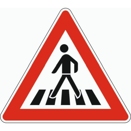  Gefahrenzeichen Verkehrszeichen 101-11 Fußgängerüberweg, Aufst. rechts, SL 900 mm, Alu 2 mm, RA2 12357322