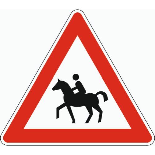  Gefahrenzeichen Verkehrszeichen 101-13 Reiter, Aufst. rechts, SL 900 mm, Alu 2 mm, RA1 12357364