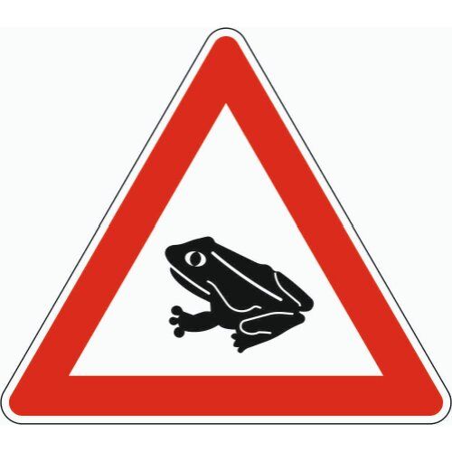  Gefahrenzeichen Verkehrszeichen 101-14 Amphibienwanderung, Aufst. rechts, SL 900 mm, Alu 3 mm, RA2 12357363
