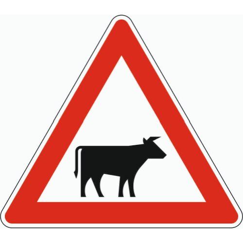  Gefahrenzeichen Verkehrszeichen 101-22 Viehtrieb, Aufst. links, SL 630 mm, Alu 2 mm, RA2 12357273