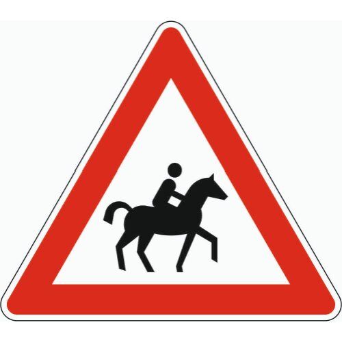  Gefahrenzeichen Verkehrszeichen 101-23 Reiter, Aufst. links, SL 900 mm, Alu 3 mm, RA2 12357359