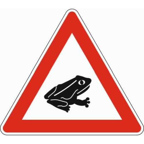  Gefahrenzeichen Verkehrszeichen 101-24 Amphibienwanderung, Aufst. links, SL 630 mm, Alu 2 mm, RA2 12357100