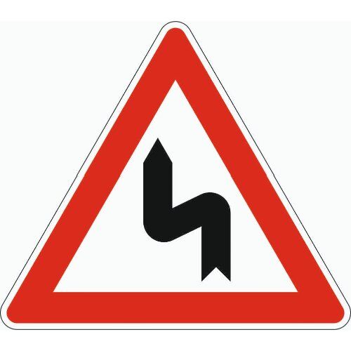  Gefahrenzeichen Verkehrszeichen 105-10 Doppelkurve, zunächst links, SL 1260 mm, Alu 3 mm, RA2 12357349