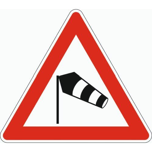  Gefahrenzeichen Verkehrszeichen 117-20 Seitenwind von links, SL 900 mm, Alu 3 mm, RA2 12357084