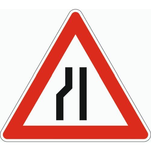  Gefahrenzeichen ADCO Verkehrszeichen 121-20 Einseitig verengte Fahrbahn, Verengung links, SL 630 mm, Alu 2 mm 12355861