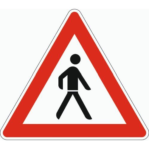  Gefahrenzeichen Verkehrszeichen 133-20 Fußgänger, Aufst. links, SL 900 mm, Alu 3 mm, RA3 12357247