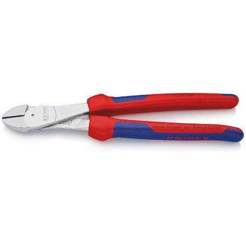 Schneidende Zangen Kraft-Seitenschneider KNIPEX 74 05 250 Kraft-Seitenschneider mit Mehrkomponenten-Hüllen verchromt 250 mm 12380484