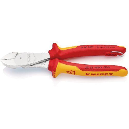  Schneidende Zangen Kraft-Seitenschneider KNIPEX 74 06 200 T Kraft-Seitenschneider isoliert mit Mehrkomponenten-Hüllen, VDE-geprüft; mit integrierter isolierter Befestigungsöse zum Anbringen einer Absturzsicherung verchromt 200 mm 12380483