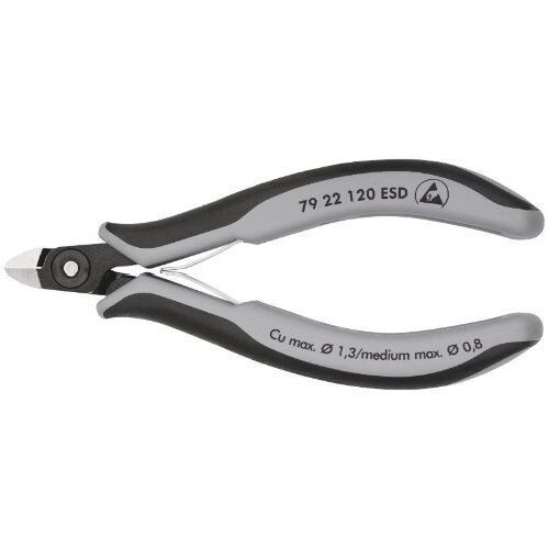  Präzisions-Elektronik-Seitenschneider ESD KNIPEX 79 22 120 ESD Präzisions-Elektronik-Seitenschneider ESD mit Mehrkomponenten-Hüllen brüniert 120 mm 12380610