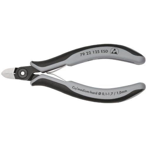  Präzisions-Elektronik-Seitenschneider ESD KNIPEX 79 22 125 ESD Präzisions-Elektronik-Seitenschneider ESD mit Mehrkomponenten-Hüllen brüniert 125 mm 12380604