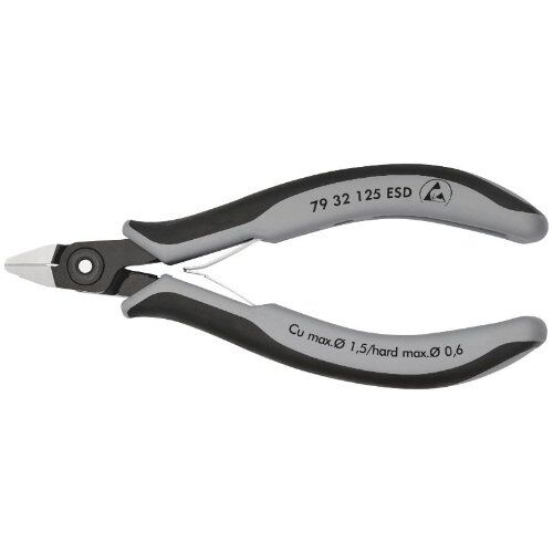  Präzisions-Elektronik-Seitenschneider ESD KNIPEX 79 32 125 ESD Präzisions-Elektronik-Seitenschneider ESD mit Mehrkomponenten-Hüllen brüniert 125 mm 12380602
