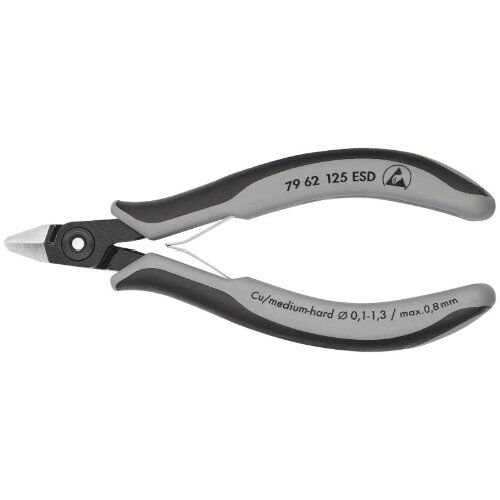  Präzisions-Elektronik-Seitenschneider ESD KNIPEX 79 62 125 ESD Präzisions-Elektronik-Seitenschneider ESD mit Mehrkomponenten-Hüllen brüniert 125 mm 12380603