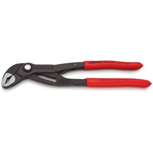  KNIPEX Cobra®...matic Wasserpumpenzange KNIPEX 87 11 250 Cobra®...matic Wasserpumpenzange mit rutschhemmendem Kunststoff überzogen grau atramentiert 250 mm 12381265