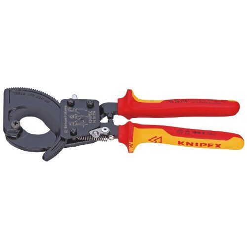  Kabelschneider (Ratschenprinzip) KNIPEX 95 36 250 Kabelschneider (Ratschenprinzip) isoliert mit Mehrkomponenten-Hüllen, VDE-geprüft schwarz lackiert 250 mm 12381284