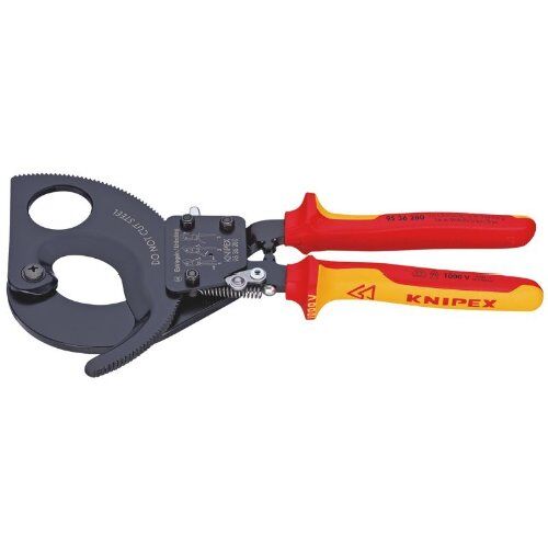  Kabelschneider (Ratschenprinzip) KNIPEX 95 36 280 Kabelschneider (Ratschenprinzip) isoliert mit Mehrkomponenten-Hüllen, VDE-geprüft schwarz lackiert 280 mm 12381283