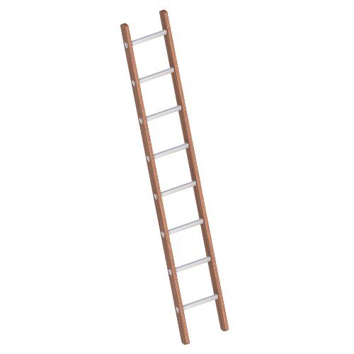  Layher Steigtechnik Leitern Verbundanlegeleiter 8 Sprossen, Holz-Aluminium-Anlegeleiter, Länge 2.40 m 12405397