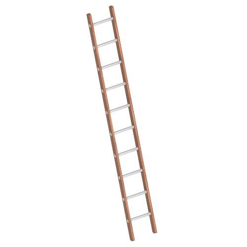  Layher Steigtechnik Leitern Verbundanlegeleiter 10 Sprossen, Holz-Aluminium-Anlegeleiter, Länge 2.95 m 12405394