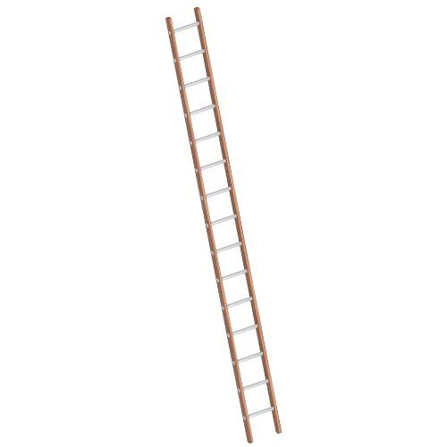  Layher Steigtechnik Leitern Verbundanlegeleiter 15 Sprossen, Holz-Aluminium-Anlegeleiter, Länge 4.35 m 12405482