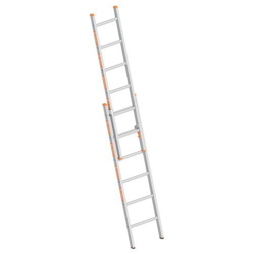  Layher Steigtechnik Leitern Schiebeleiter TOPIC 6 Sprossen, Aluminiumleiter 2x6 Sprossen, zweiteilig, ausziehbar, Länge 2.95 m 12405357