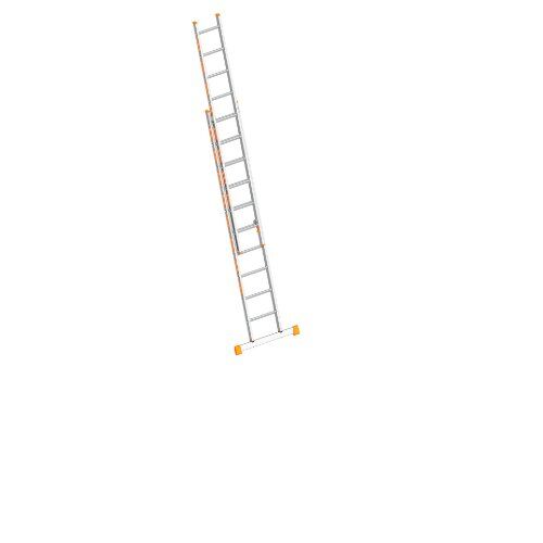  Layher Steigtechnik Leitern Schiebeleiter TOPIC 10 Sprossen, Aluminiumleiter 2x10 Sprossen, zweiteilig, ausziehbar, Länge 5.15 m 12405428