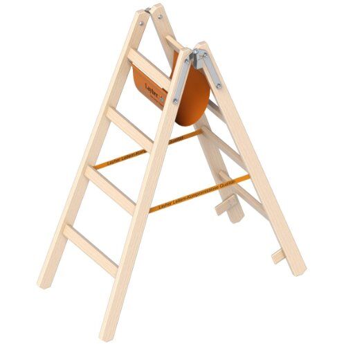  Leitern Holzstehleiter 4 Sprossen aus stabilem Holz mit 2x4 Sprossen; beidseitig begehbar; klappbar; Länge 1.25 m 12405354