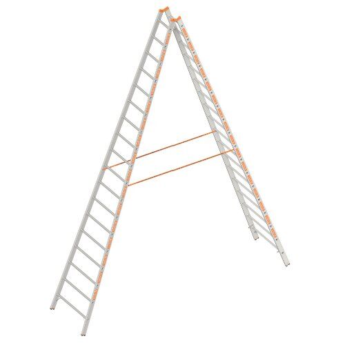  Layher Steigtechnik Leitern Sprossenstehleiter TOPIC 18 Sprossen, Aluminiumleiter 2x18 Sprossen, beidseitig begehbar, klappbar, Länge 5.20 m 12405442