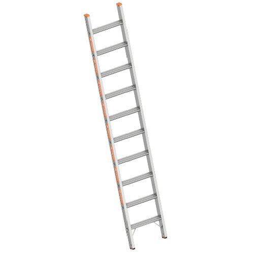  Layher Steigtechnik Leitern Layher Stufenanlegeleiter TOPIC 10 Stufen, Aluminiumleiter mit 80 mm breiten Stufen, Länge 2.65 m 12405391