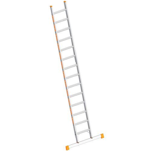  Layher Steigtechnik Leitern Layher Stufenanlegeleiter TOPIC 14 Stufen, Aluminiumleiter mit 80 mm breiten Stufen, Länge 3.65 m 12405460