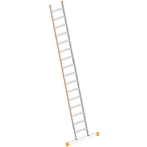  Layher Steigtechnik Leitern Layher Stufenanlegeleiter TOPIC 16 Stufen, Aluminiumleiter mit 80 mm breiten Stufen, Länge 4.15 m 12405408