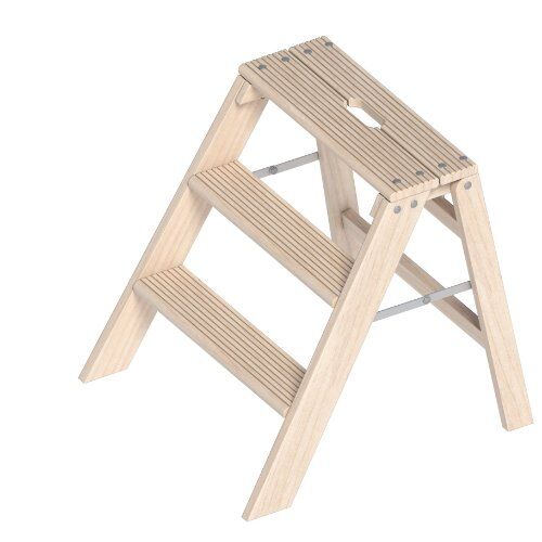  Layher Steigtechnik Leitern Holztritt 3 Stufen aus stabilem Holz, einseitig begehbar; klappbar; Länge 0.91 m 12405346