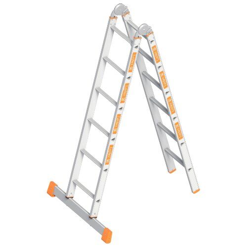  Layher Steigtechnik Leitern Klappleiter TOPIC 6 Sprossen; Aluminiumleiter 2x6 Sprossen, klappbar, beidseitig begehbar, Länge 3.59 m 12405438
