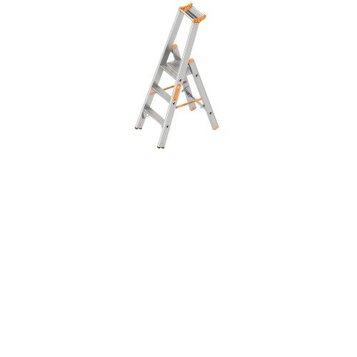  Leitern Layher Stufenstehleiter einseitig begehbar TOPIC mit 3 breiten Stufen; Aluminiumleiter klappbar mit Podest, Länge 1.40 m 12405361