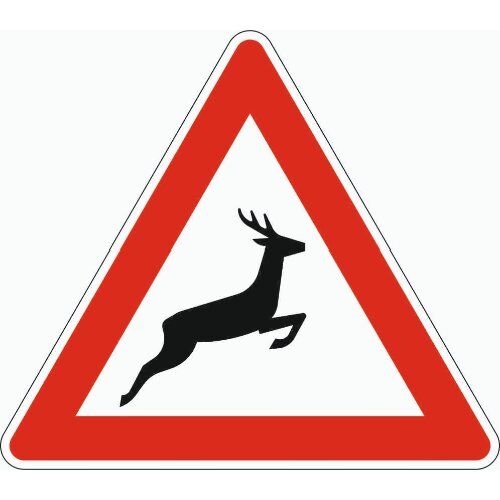  Gefahrenzeichen Verkehrszeichen 142-20 Wildwechsel, Aufst. links, SL 900 mm, Alu 3 mm, RA2 12357328