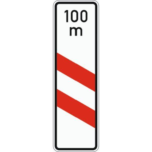  Gefahrenzeichen Verkehrszeichen 159-21 zweistreifige Bake m. Entfernungsang., Aufst. links, 1000x300 mm, Alu 2 mm, RA2 12357239