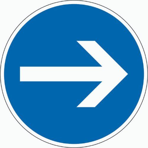  Vorschriftzeichen Verkehrszeichen 211 Vorgeschr. Fahrtrichtung hier rechts, Ø 750 mm, Alu 3 mm, RA2 12356645