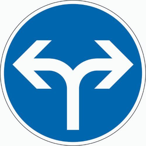  Verkehrsschilder und Straßenschilder ADCO Verkehrszeichen 214-30 Vorgeschr. Fahrtrichtung rechts oder links, Ø 600 mm, Alu 2 mm, RA2 12355890