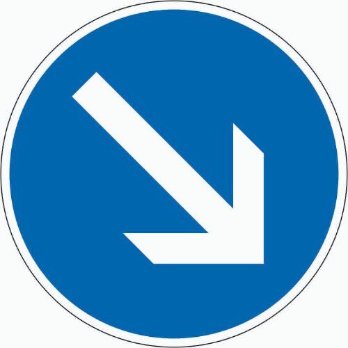  Vorschriftzeichen Verkehrszeichen 222 Vorgeschr. Fahrtrichtung rechts vorbei, Ø 750 mm, Alu 2 mm, RA1 12356361
