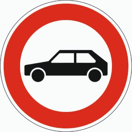  Vorschriftzeichen Verkehrszeichen 257-55 Verbot f. Personenkraftwagen, Ø 600 mm, Alu 2 mm, RA2 12356470