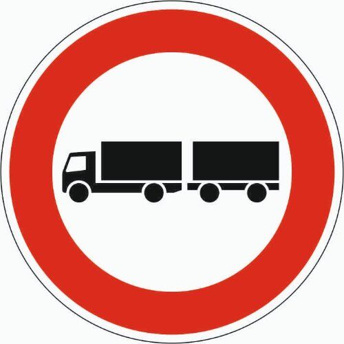  Vorschriftzeichen Verkehrszeichen 257-57 Verbot f. Lastkraftwagen mit Anhänger, Ø 600 mm, Alu 2 mm, RA3 12356468