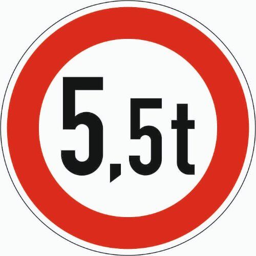  Vorschriftzeichen Verkehrszeichen 262 Verbot f. Fahrzeuge über angeg. tatsächliche Masse, Ø 600 mm, Alu 3 mm, RA3 12356874