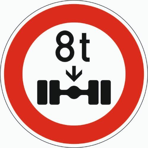  Vorschriftzeichen Verkehrszeichen 263 Verbot f. Fahrzeuge über angeg. tatsächliche Achslast, Ø 600 mm, Alu 3 mm, RA3 12356599