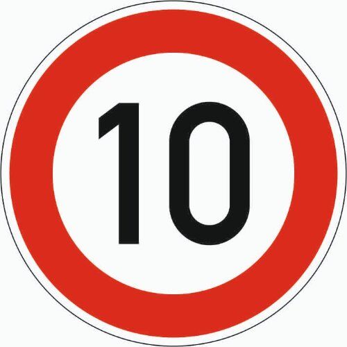  Vorschriftzeichen Verkehrszeichen 274-10 Zulässige Höchstgeschwindigkeit 10 km/h, Ø 750 mm, Alu 2 mm, RA2 12356032