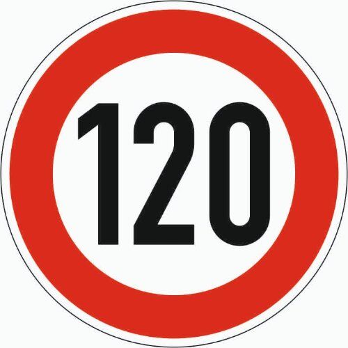  Vorschriftzeichen Verkehrszeichen 274-120 Zulässige Höchstgeschwindigkeit 120 km/h, Ø 600 mm, Alu 2 mm, RA2 12356028