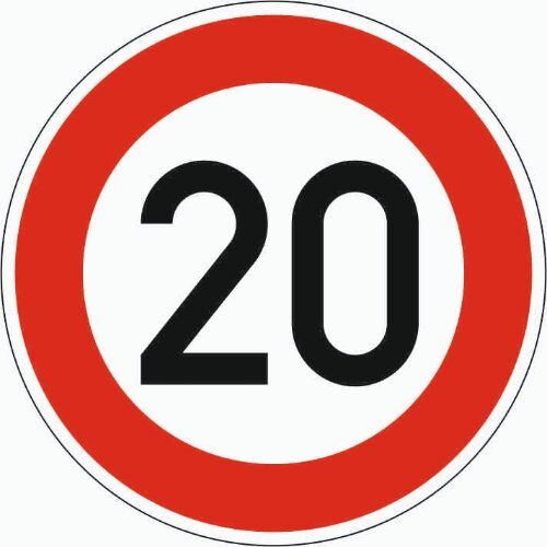  Vorschriftzeichen Verkehrszeichen 274-20 Zulässige Höchstgeschwindigkeit 20 km/h, Ø 420 mm, Alu 2 mm, RA2 12356440
