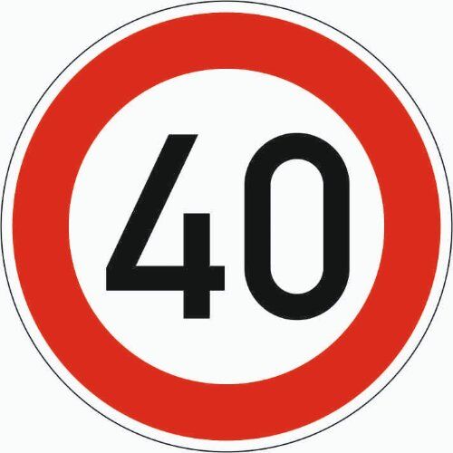  Vorschriftzeichen ADCO Verkehrszeichen 274-40 Zulässige Höchstgeschwindigkeit 40 km/h, Ø 600 mm, Alu 2 mm, RA2 12355926