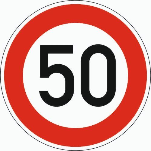  Vorschriftzeichen ADCO Verkehrszeichen 274-50 Zulässige Höchstgeschwindigkeit 50 km/h, Ø 600 mm, Alu 2 mm, RA2 12355916