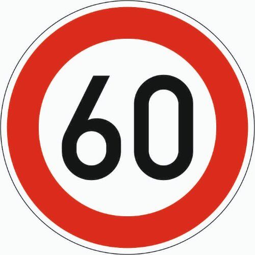  Vorschriftzeichen Verkehrszeichen 274-60 Zulässige Höchstgeschwindigkeit 60 km/h, Ø 600 mm, Alu 3 mm, RA2 12356017