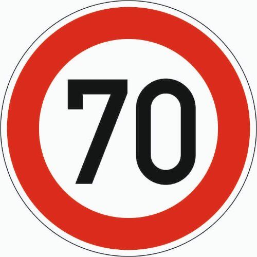  Vorschriftzeichen ADCO Verkehrszeichen 274-70 Zulässige Höchstgeschwindigkeit 70 km/h, Ø 600 mm, Alu 2 mm, RA2 12355897